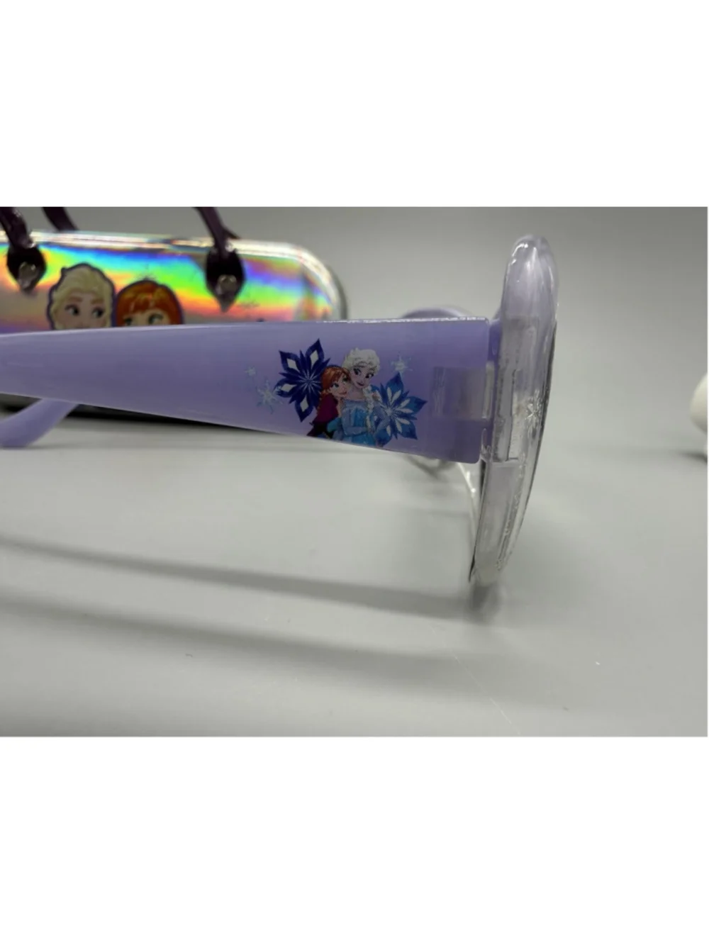 Disney Frozen Purple Silver Sunglasses & Case Holographic & Olaf Elsa Anna